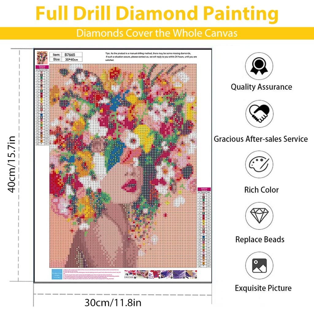 HASTHIP Diamond Painting Kit for Adults & Kids, 12x16inch DIY Canvas Flowers Painting Kits, Very Suitable for Home Leisure and Wall Decoration, Gift for Kids and Adults