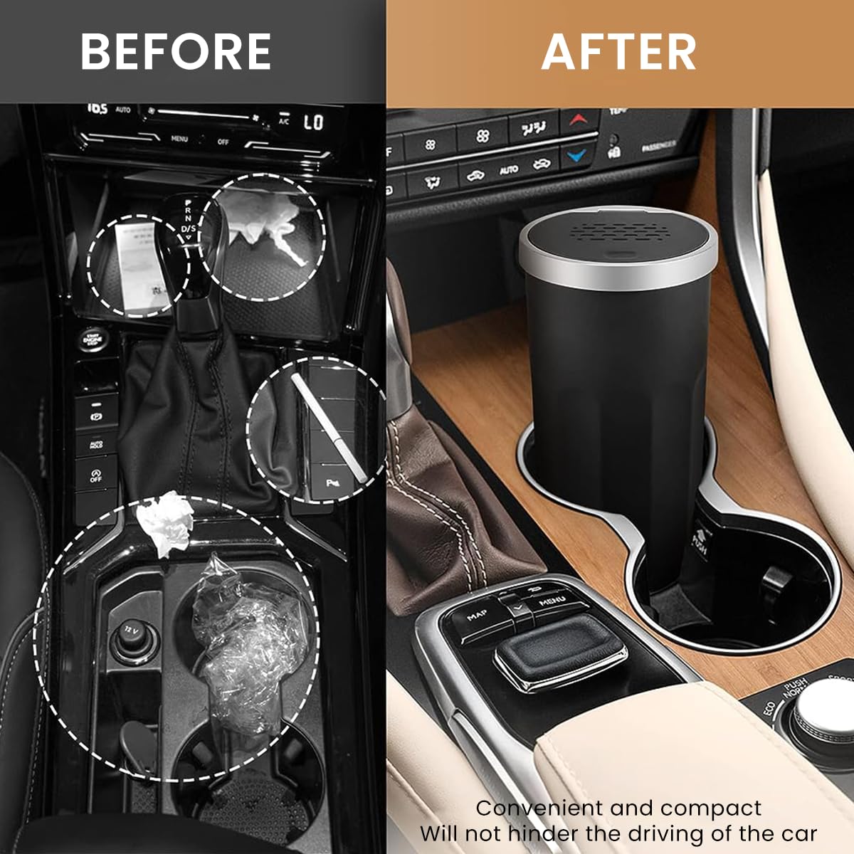 STHIRA Deodorization Car Dustbin/Trash Bin with Lid, Convenient Garbage Bin with Aromatherapy Tablets, Leakingproof ABS Car Ash Bin, Portable Dustbin for Car, Home, Office, Travel