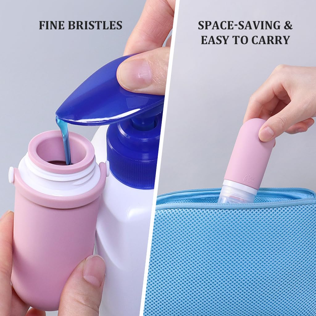 MAYCREATE 3pcs Silicone Travel Bottles for Toiletries, 90ml Travel Toiletry Bottles, Soft Squeeze Travel Toiletries Bottle with Leakproof Lid, Refillable Lotion Dispenser Shampoo Bottle Kit