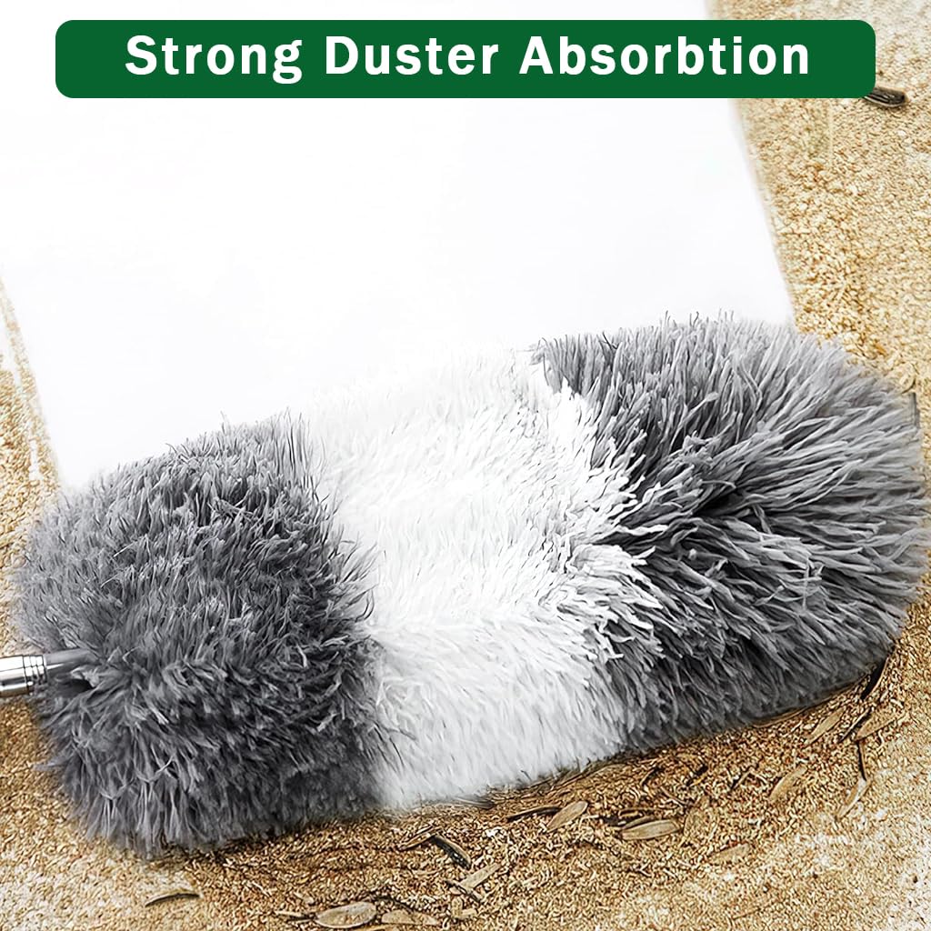HASTHIP Microfiber Feather Duster - 6 PCS Reusable Bendable Washable Cobweb Duster with 100 inches Extra Long Extension Pole for Cleaning Ceiling Fans, High Ceilings, Blinds, Furniture & Cars
