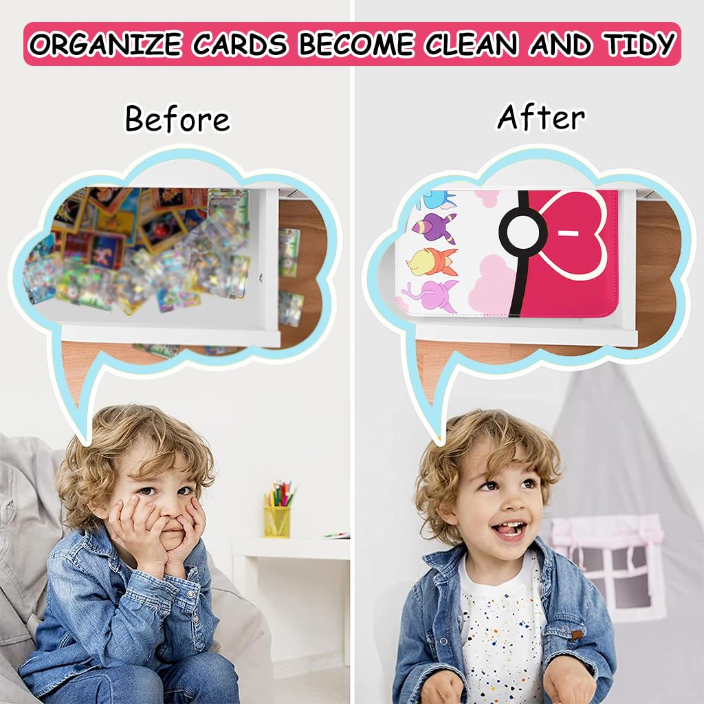 PATPAT Poke-mon Game Card Binder for 400 Cards Trading Cards Holder Organizer, Poke-mon Cards Collection Bag Game Cards Binder Case, Game Cards Case Gifts for Kids Boys Girls
