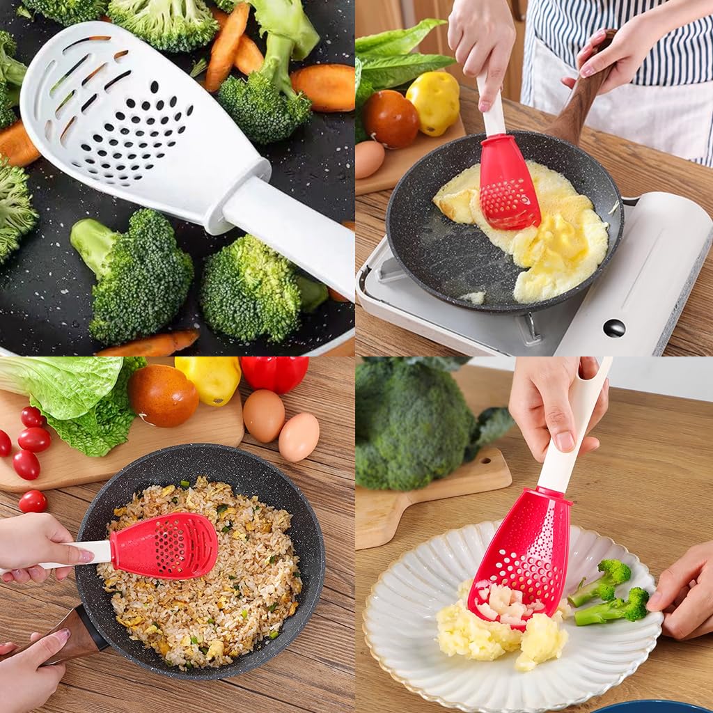 Supvox 3Pcs Slotted Spoon Kitchen Multi Purpose Cooking Spoons Grater Masher Egg Yolk Separator Skimmer Scoop for Draining, Grating, Mashing