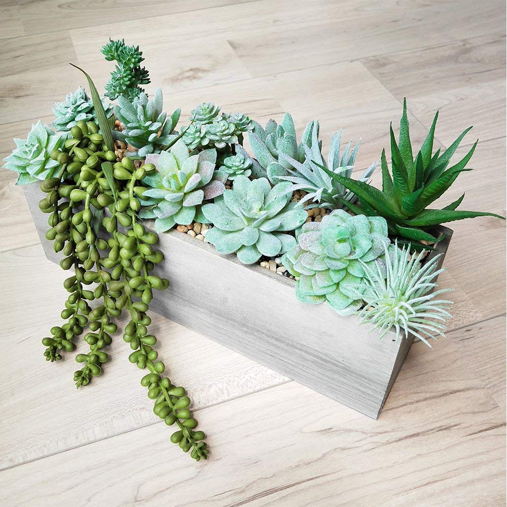 HASTHIP 11Pcs Artificial Succulent Plants, Faux Succulent in Flocked Green in Different Type Different Size, Mini Artificial Plants Desk Decor, Computer Desktop Decoration
