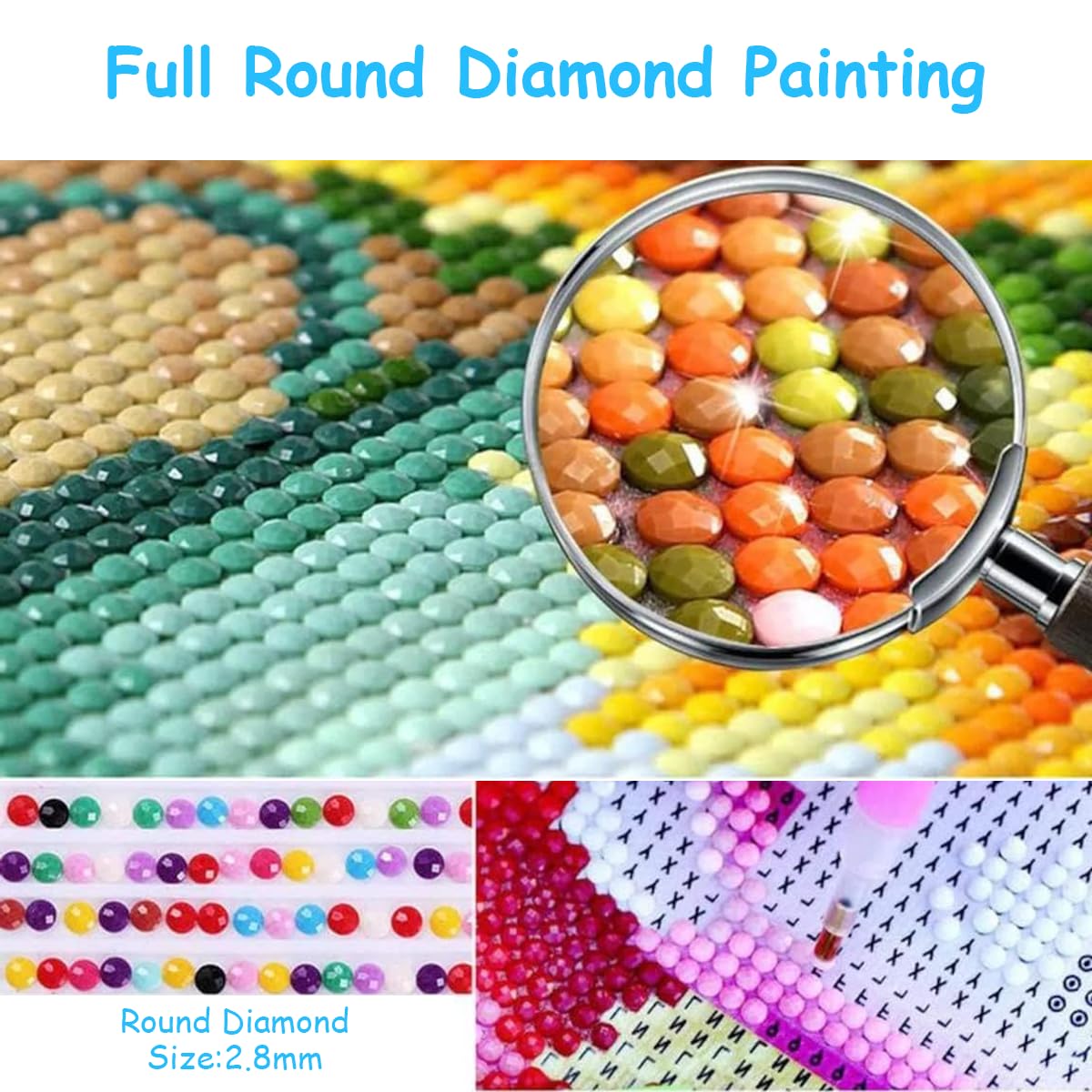 PATPAT DIY Diamond Painting Wall Decor Frozen Princess Elsa Diamond Art Painting Kit with Color Diamond Packs, Diamond Pick Up Pen, Glue Clay, Diamond Tray, 7.2''*7.2'', With Frame