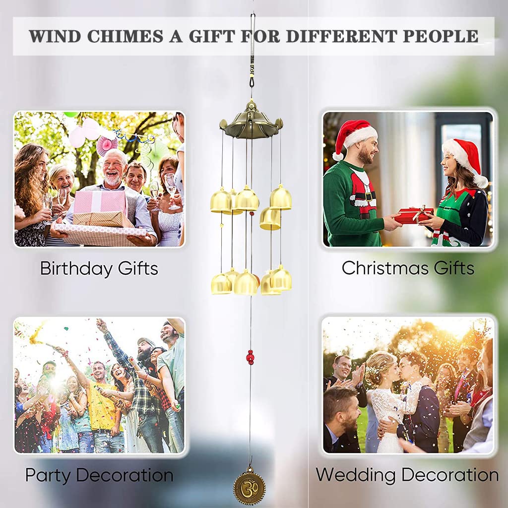 HASTHIP Fengshui Wind Chimes, Home Decor Hanging Long Brass Bells for Balcony Home Decoration Positive Energy Hanging Bell