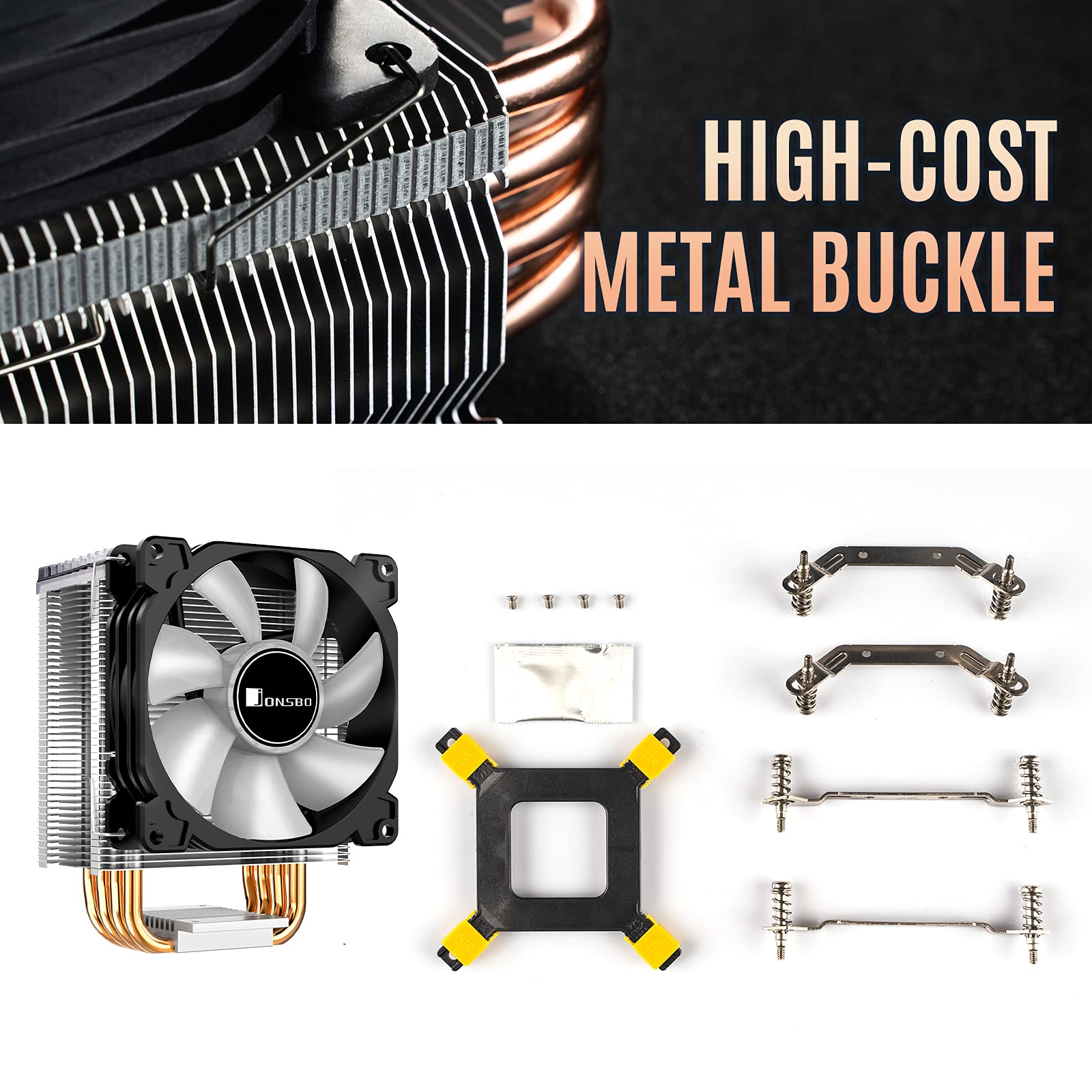 Verilux 2300 rpm RGB CPU Air Cooler with PWM 4 Pin,4 Copper Heat Conduction Pipes,92mm Cooler Fan for AMD Ryzen & Intel LGA 1700 115X