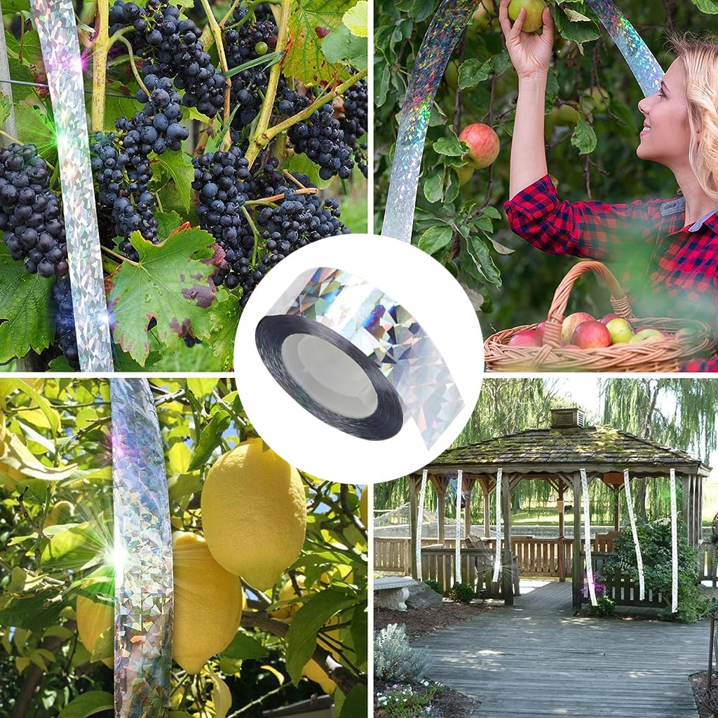 HASTHIP 80M Bird Scare Tape Reflective - Multicolored Reflective Birds Repellent - Tapepigeon Repellent For Balcony - Outdoor Pigeon Spikes - Birds Deterrent Repellent Devices Tape(2.5cm*80m-2 Roll)