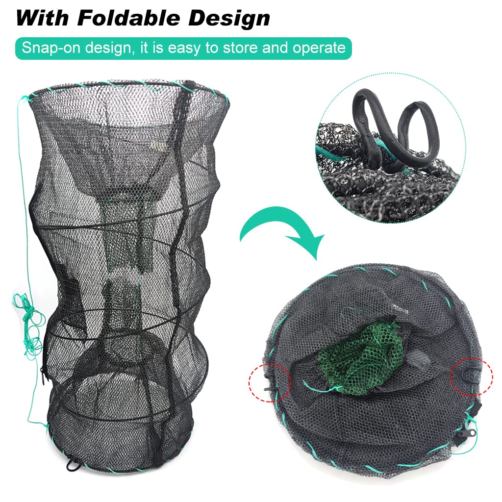 Proberos Fishing Net Lobster Crab Trap Fish Basket Collapsible Portable Crab Trap Cage Fishing Keep Net Fish Net for Crayfish, Crab, 12.6X20.1inches