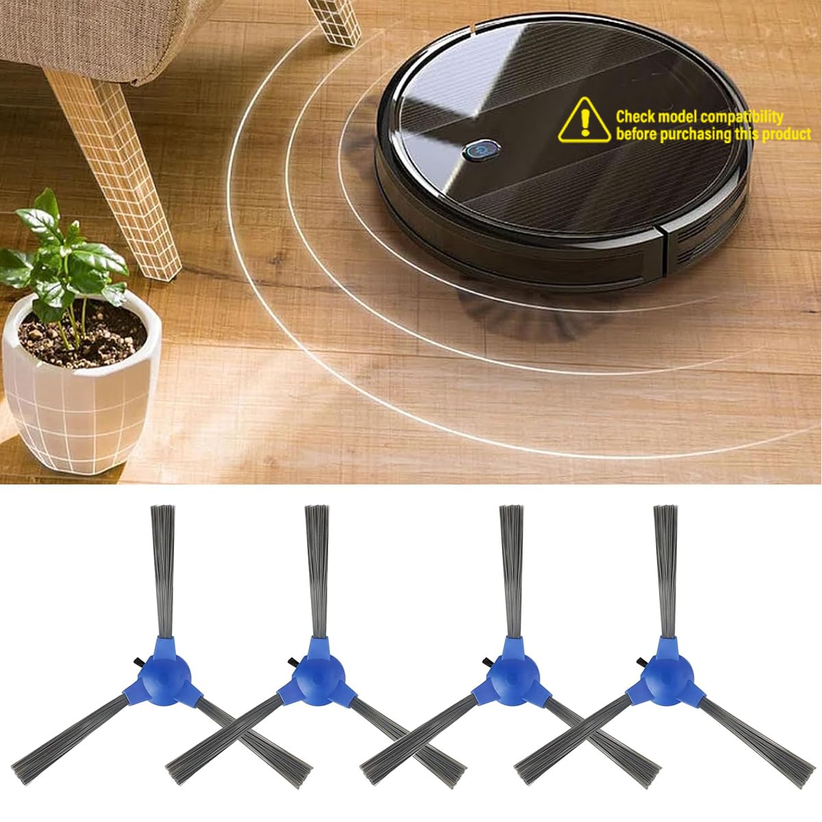 Verilux 4pcs Replacement Side Brushes for Floor Sweeper EUFY 11S RoboVac 30 11 MAX 15C Universal Vacuum Floor Cleaner Robot Replacement Side Brush Floor Sweeper Accessories
