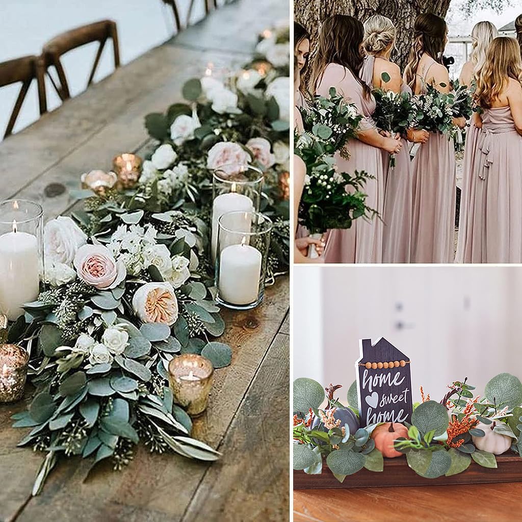 HASTHIP 400PCS Eucalyptus Leaves, Artificial Eucalyptus Petals Fake Leaves for DIY Wedding Bouquet Party Garden Cake Table Center Photographic Props Baby Shower Decoration