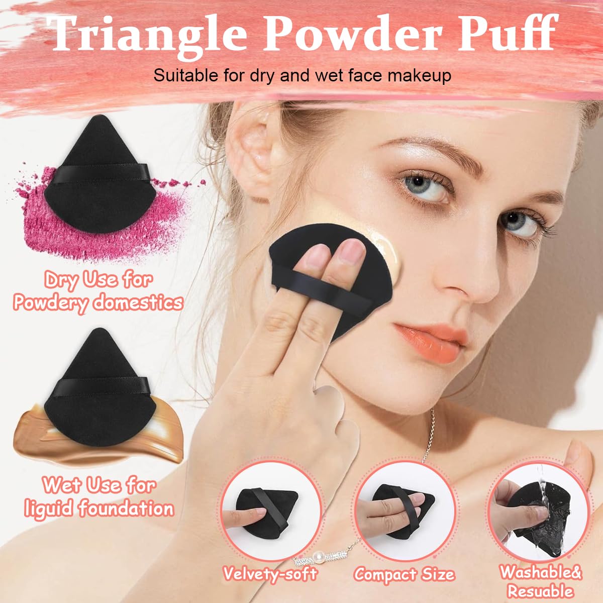 MAYCREATE Makeup Applicators Kit Includes Triangle Powder Puff, Mixing Palette, Foundation Spatula, Mascara Wands, Lip Brush & Hair Clips Makeup Acessories Tools Set