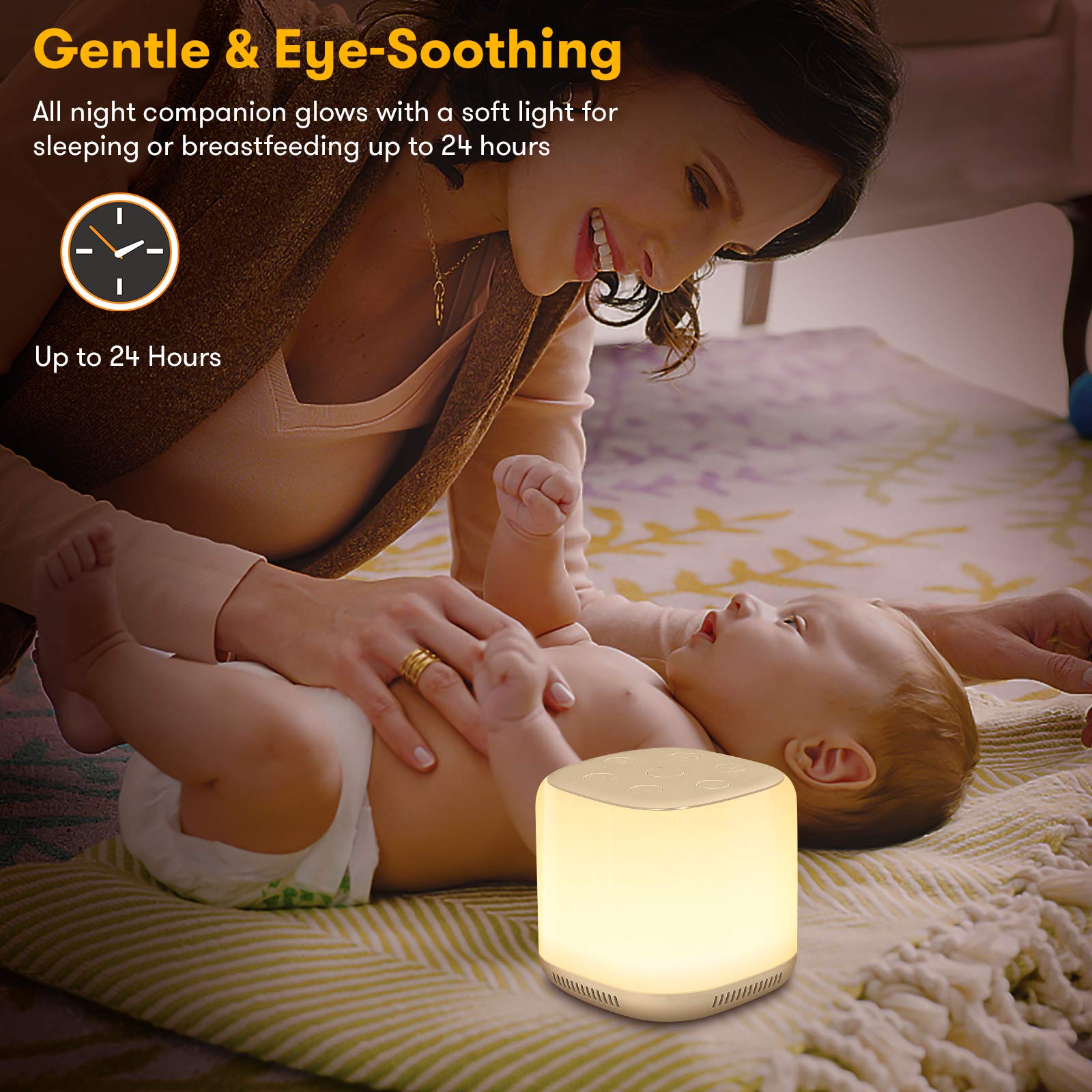HASTHIP White Noise Machine for Baby Sleep Aid 1800mAh LED Night Light White Noise Therapy Machine for Adults with 34 Natural Soothing Melody Adjustable 3 Timer Function White Noise Sounds Machine