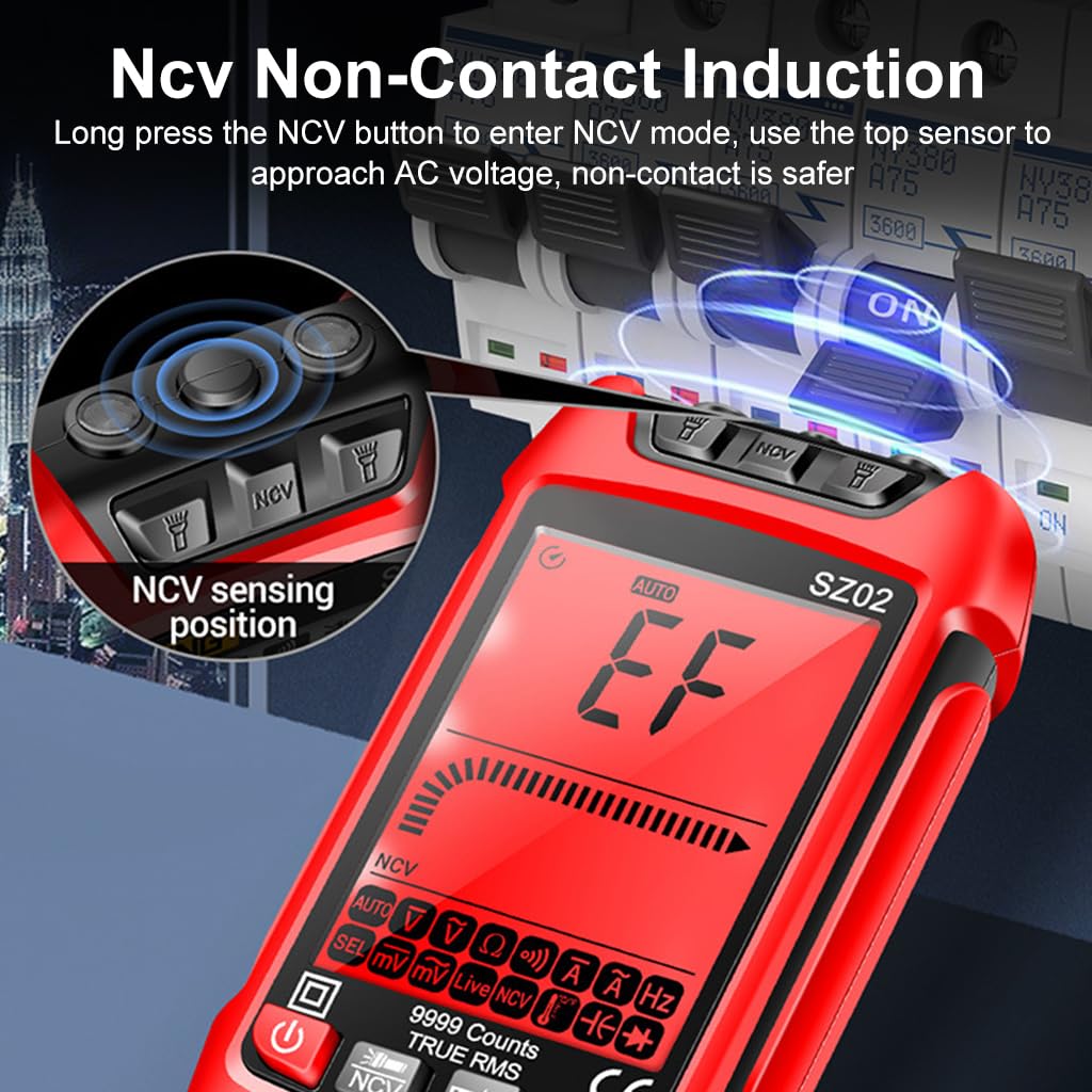 Serplex Digital Multimeter Voltage Multimeter 10000 Count AC/DC Voltage Tester, Current Meter, NVC Non Contact Voltmeter with LCD Display & LED Light, Resistance Diodes, Continuity