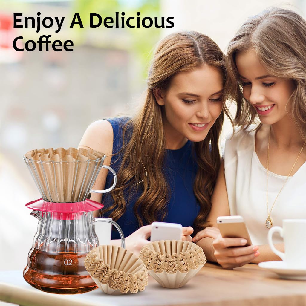Supvox 100 Counts Basket Coffee Filters Basket-Shaped Coffee Filter Paper for Drip Coffee Maker Natural Unbleached Disposable Coffee Filters Paper