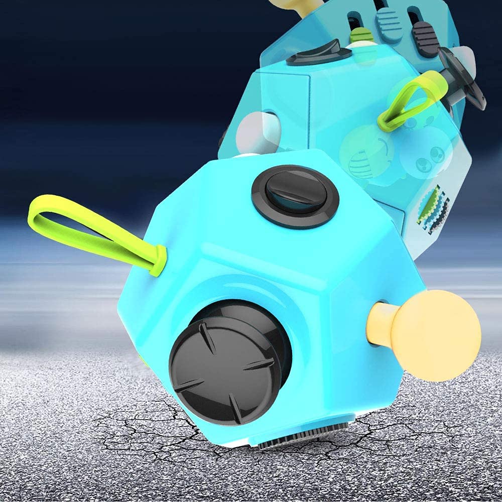 PATPAT 12 Sided Fidget Cube, Dodecagon Fidget Toys for Children and Adults,Fidget Toy Stress and Anxiety Relief Depression Anti for All Ages with ADHD ADD OCD Autism (Blue)