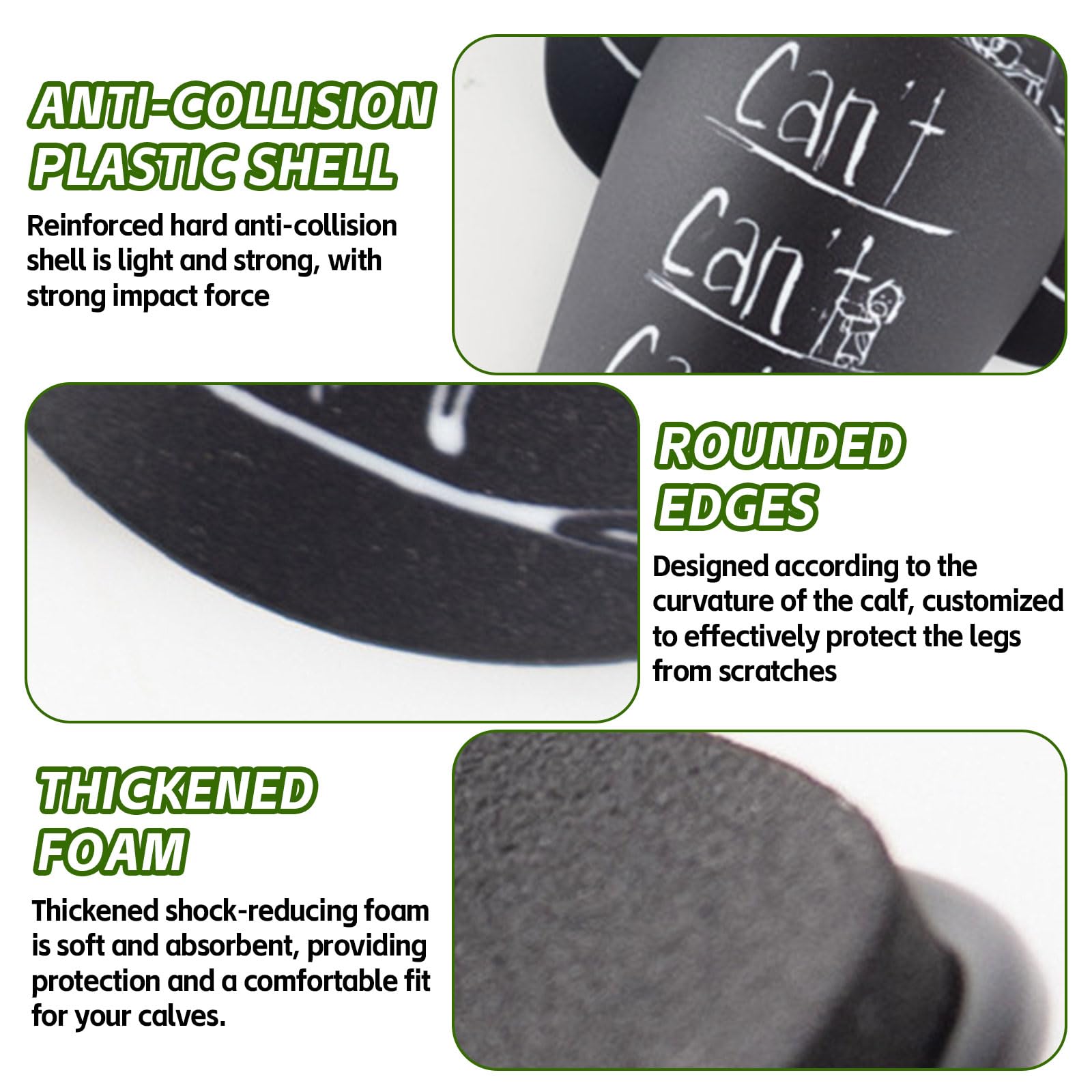 Proberos 4Pcs Graffiti Shin Guards for Teens & Adults Black and White Creative Graffiti Shin Guards EVA Cushioning Pad Anti-Impact Protective Shin Guardsfor Soccer, Rugby, Hockey, S, 6x10cm