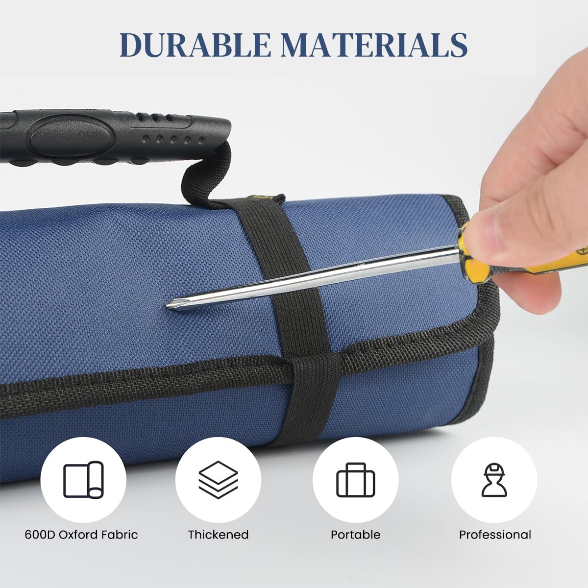 Serplex Roll Up Tool Bag Large Tool Storage Bag Waterproof 600D Oxford Tool Storage Bag Zipper Pouches Portable Tool Organizer Tool Storage Pouch - No Tools Included