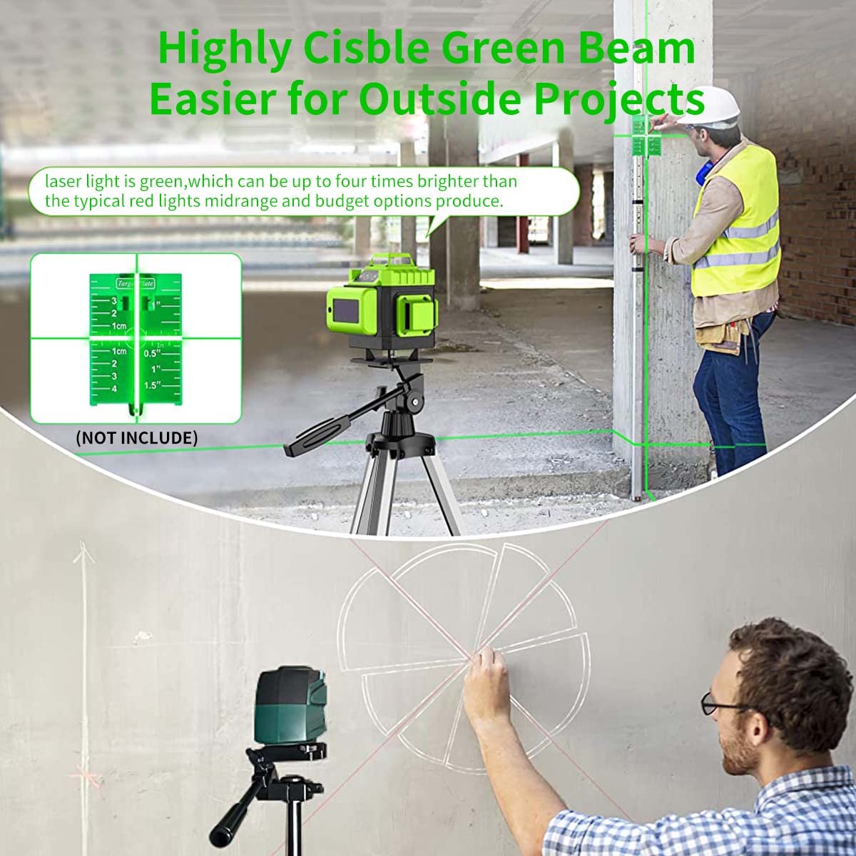 HASTHIP Laser Level 16 Lines Laser Level Self Leveling 4D Rechargeable Laser Level Machine with Accessories Pack Horizontal Vertical Four-Plane Leveling and Alignment Laser Level
