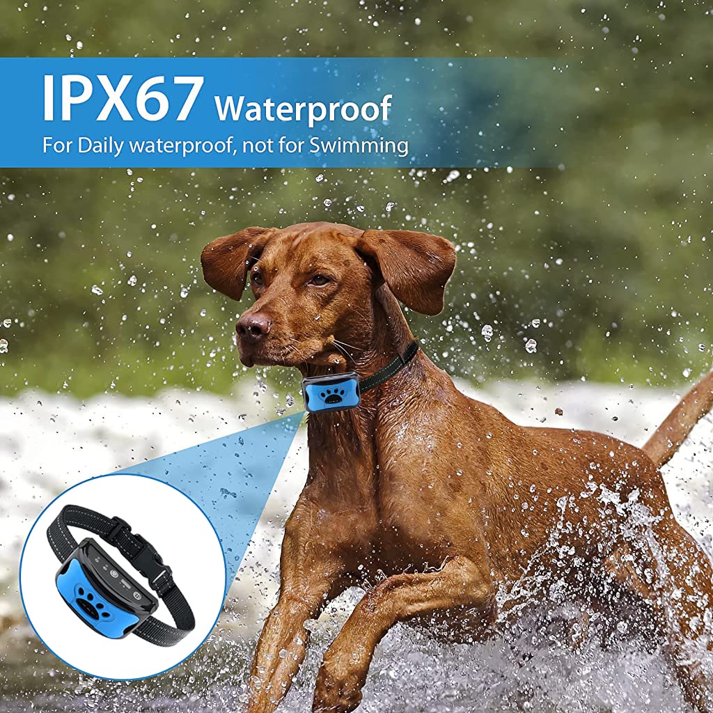 Qpets Dog Training Collar Barking Control Device for Small Medium and Large Dogs No Shock Safe Dog Bark Deterrent Devices with 3 Modes & 7 Senstivity Adjutable Levels