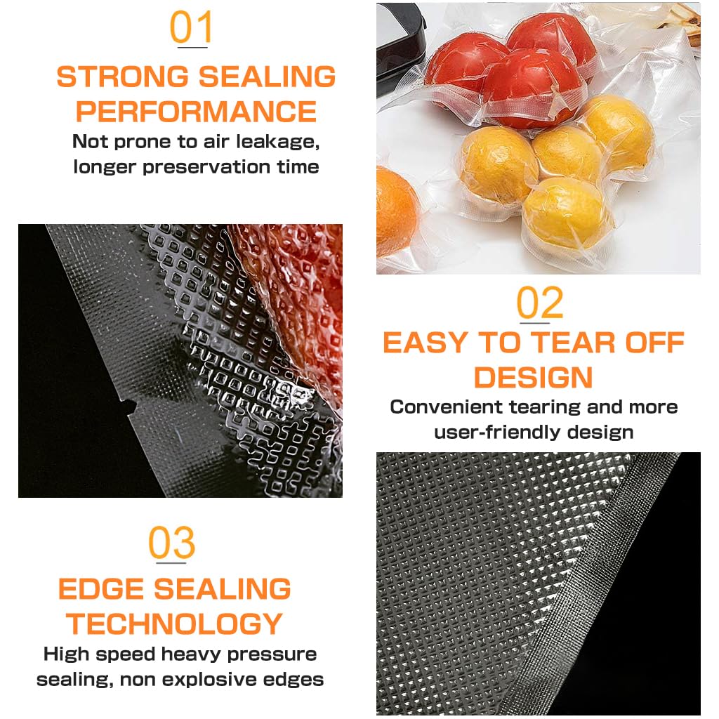 HASTHIP 100Pcs Vacuum Sealer Bags, 5.9 x 7.8 Inch Vacuum Sealer Bag, Puncture Resistant Sous Vide Bag, Great for Vac Storage, Meal Prep or Sous Vide, BPA Free