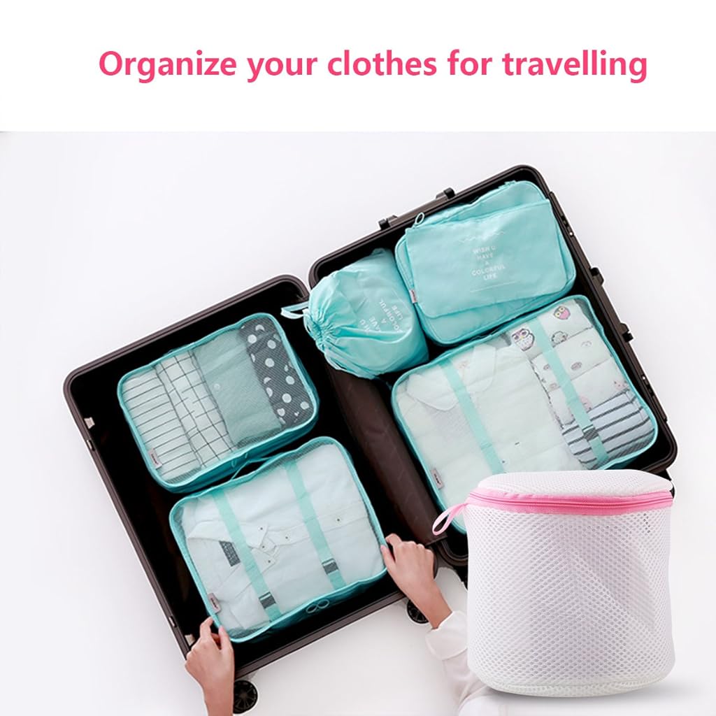 ZIBUYU® Bra Laundry Bag with Zips for Delicates, Mesh Wash Bag for Lingerie, Underwear, Blouses, Baby Clothes, Hosiery, 1 Pc White, Durable Reusable Polyester, Protects Garments in Washer & Dryer