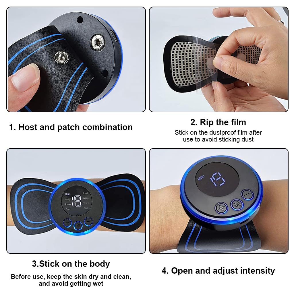 HANNEA EMS Body Massager, Electric Massager for Shoulder Neck Massager Sticker Intelligent Cervical Massager for Whole Body Cervical Massage Patch for Men Women
