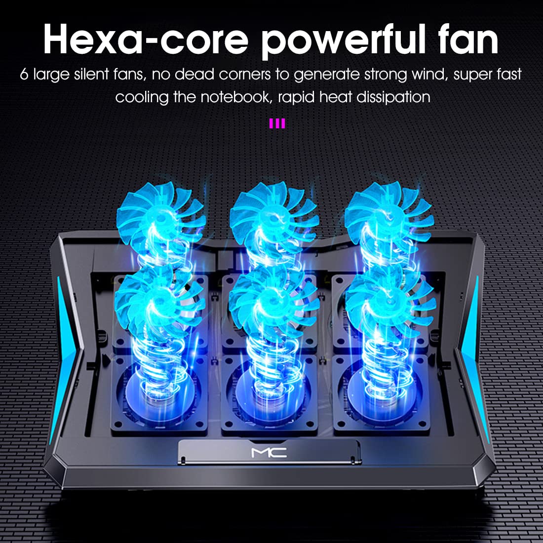 Verilux Laptop Cooling Pad RGB Laptop Cooler Stand with Phone Bracket, Dual USB Port Anti-Slip Cooling Pad 6 Powerful Cooling Fan Stand for 11-17.3 Inch Laptop