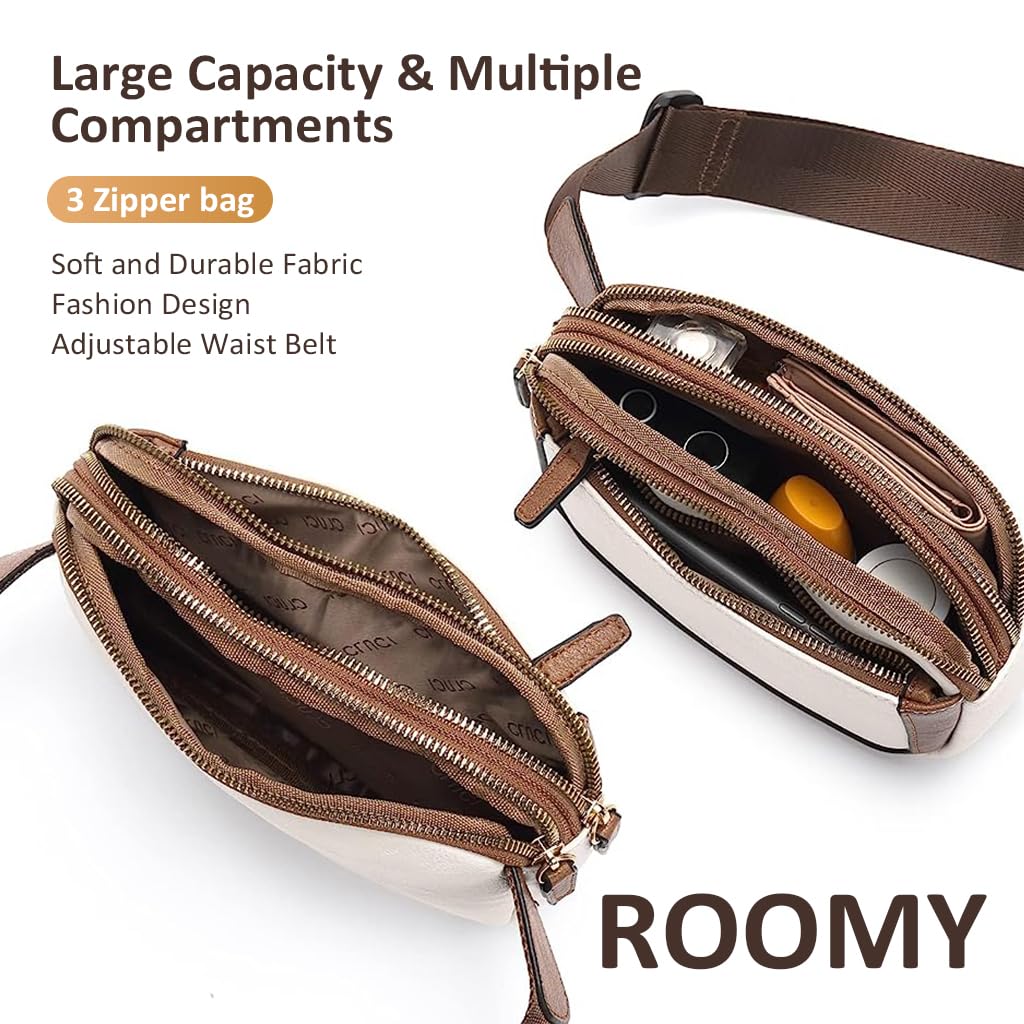 PALAY Waist Bag for Women Fanny Pack Lightweight PU Zipper Bag Waist Bag Adjustable Belt with Quick Release Buckle Fashion Women Waist Bag for Travel, Walking, Cycling