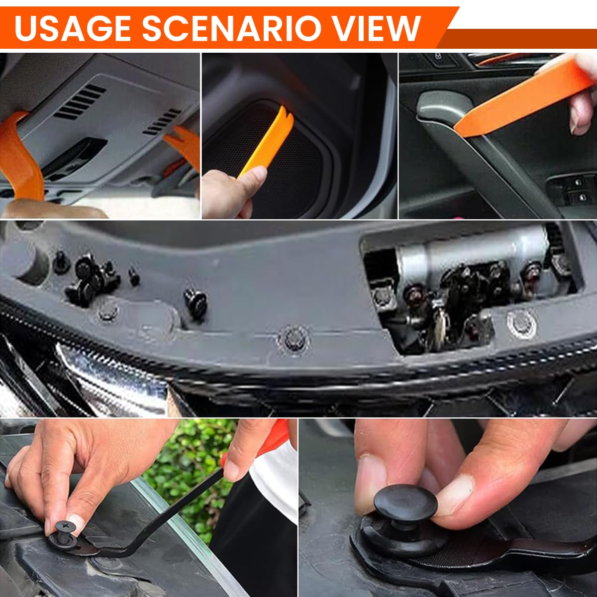 Serplex Car Door Plastic Trim Panel Clip Removal Tool, Car Push Retainer Clips & Door Trim Clip, 23 Sizes Nylon Bumper Fender Rivets with 10 Cable Ties and Fasteners Remover for Toyota GM Ford Honda