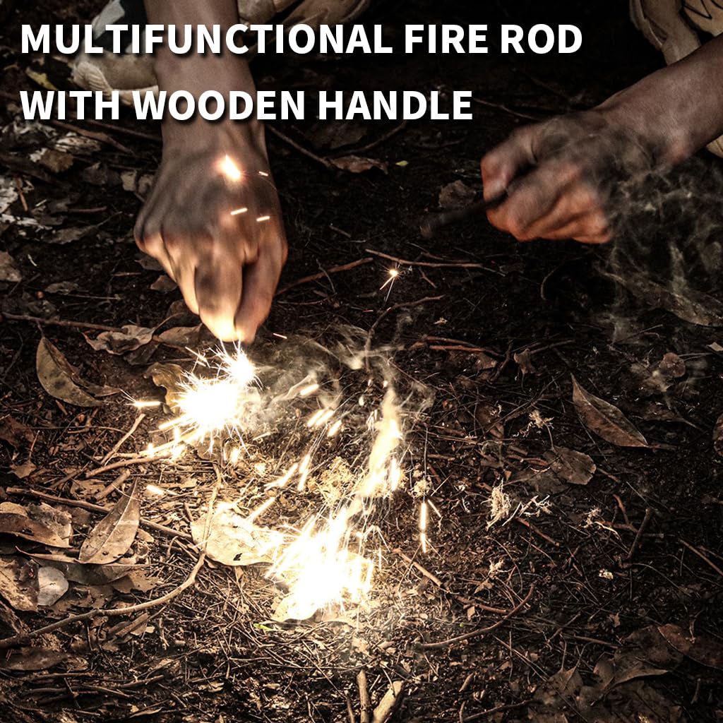 Optifit Multi-Function Fire Starter Kit with Waterproof Magnesium Flint, Steel Striker Ruler, Survival Gadgets for Camping, Outdoors, Emergency - Durable, Compact & Portable with Bottle Opener