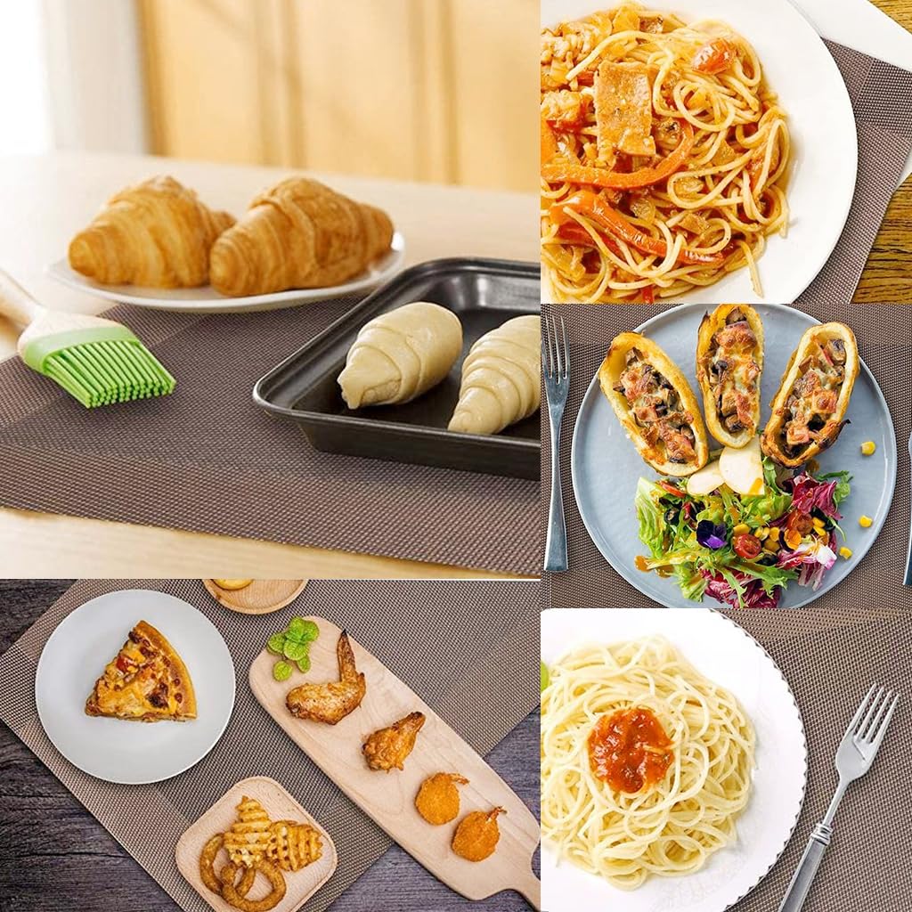 HASTHIP 6Pcs Dining Table Placemats PVC Insulation Dining Placemats Coffee Minimalism Embossing Waterproof Dining Placemats, 17.7x11.8cm