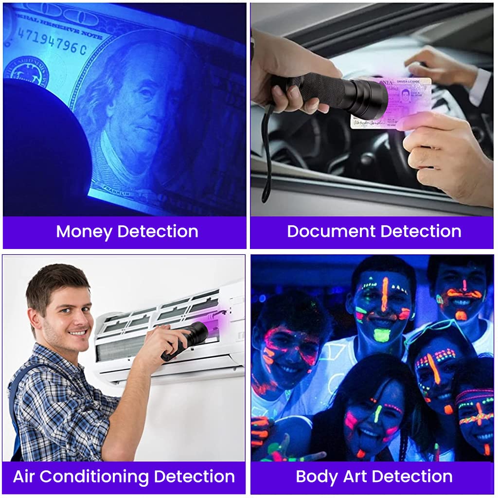 Qpets® 21 LEDs UV Light Torch 395nm Flashlight Purple Detector for Pet Stain Excrement Bed Bug on Carpet Rugs 3PCS