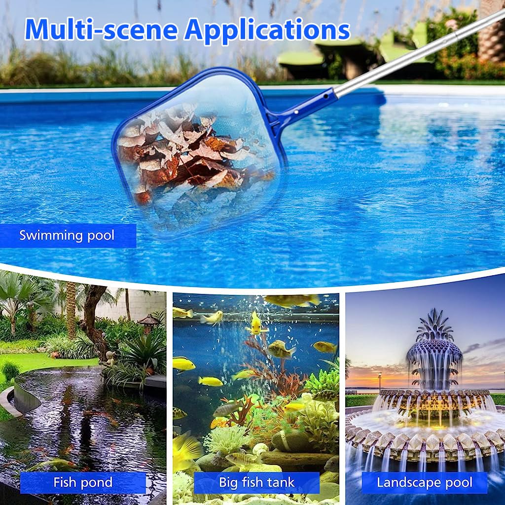 Optifit Pool Leaf Skimmer Cleaning Net, Swimming Pool Cleaner Supplies for Efficient Leaf & Debris Removal, Ideal for Home Pools, Spas & Ponds Cleaning (1.6m)