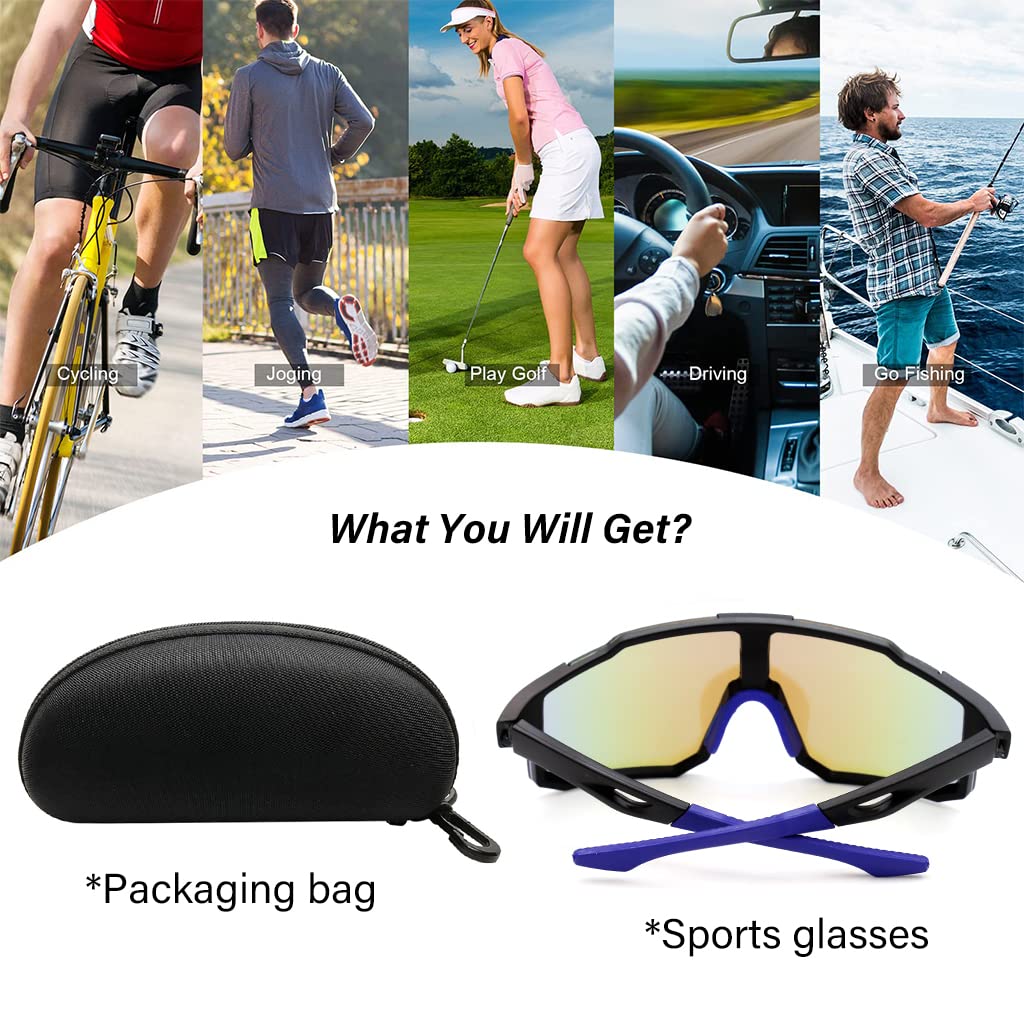 GUSTAVE UV400 Cricket Sunglasses for Men Stylish Cycing Sunglasses Professional Outdoor Sunglasses for Riding, Cycing, Anti-slip Sunglasses for Outdoor Sports(Blue)