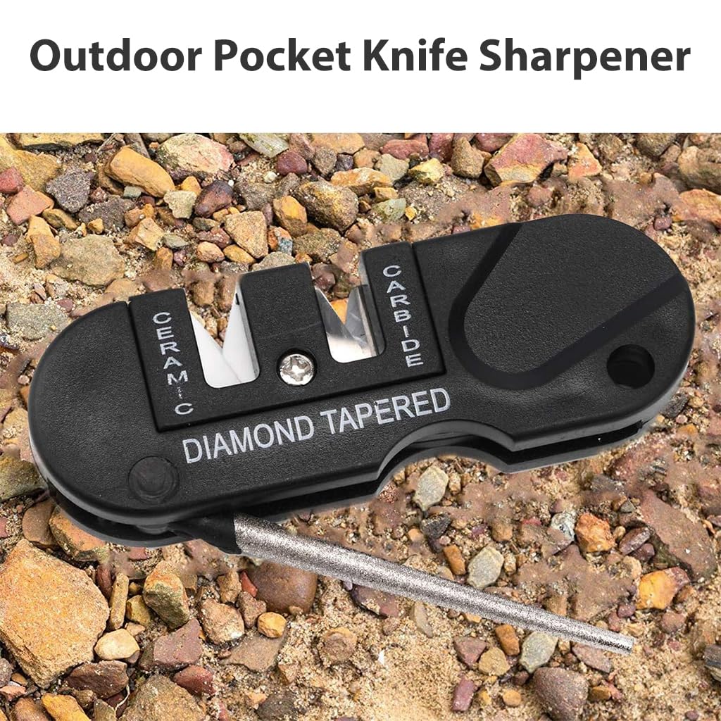 Proberos Portable Sharpener Tool for Cutter 3 in 1 Multifunctional Sharpener for Repairing, Sharpening, Mini Kitchen Sharpener Outdoor Camping Sharpener Tool