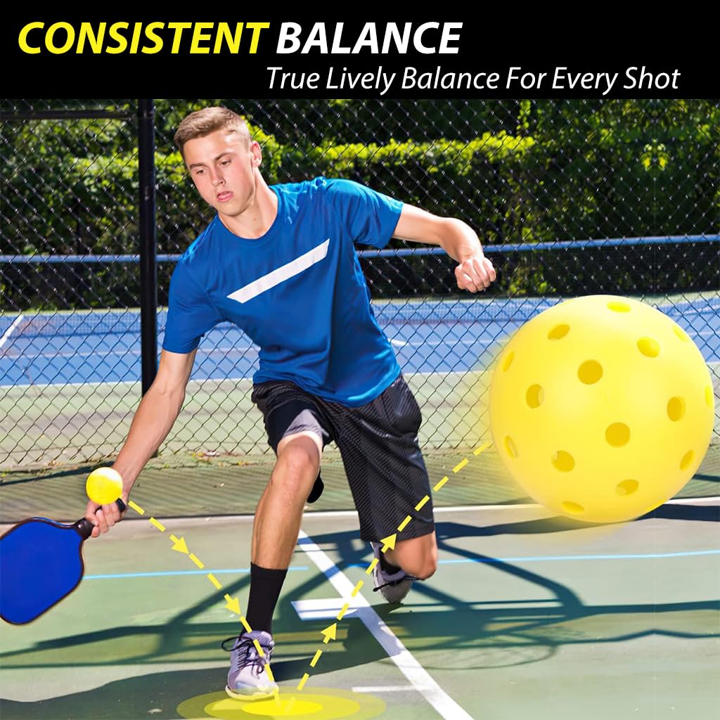 Proberos 4Pcs Outdoor Pickleball Balls 74mm Diameter Pickleball Balls Hard PE 40-Hole Pickleball Balls High Elasticity and Durable Outdoor Pickleball Balls