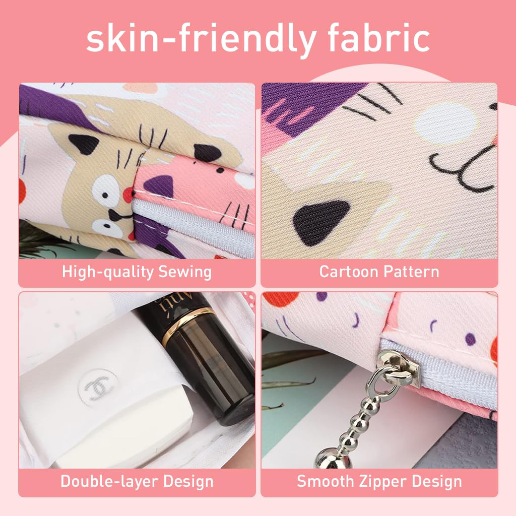 PALAY Sanitary Pads Storage Pouch Cartoon Canvas Zipper Pouches Storage Pouches Coin Bags Multi-purpose Cartoon Canvas Zipper Pouches Makeup Pouches