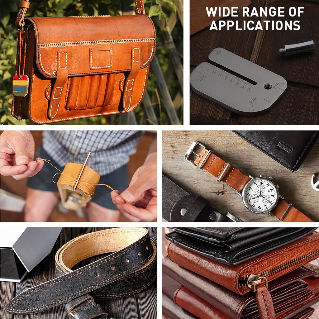 HASTHIP Leather Craft Punch Aid Plate with Double Side Scale-Marked Slot & Curve Cutting Multi Leather Crafting Tool Stainless Steel Leather Hole Punch Spacing Aid Tool Leather Stitching Tool