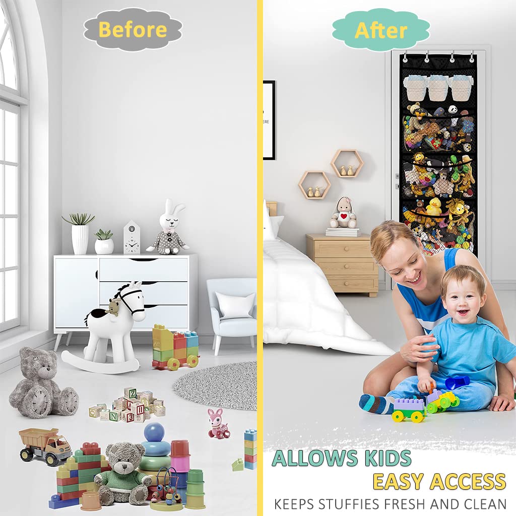 PATPAT Large Capacity Door Hanging Toy Organizer for Kids Room Keep Toys Organized and Easily Accessible Visual Storage Grids and Sturdy Design Perfect for Babies, Toddlers, and Kids 165*60cm