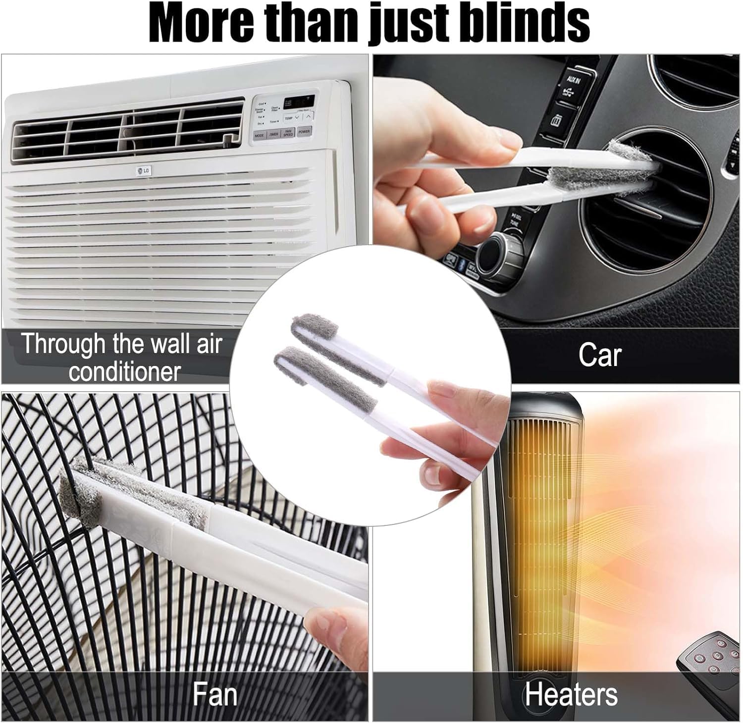 HASTHIP Window Blinds Cleaning Brush with 6 Replacement Cleaner Heads, Gap Brush for Cleaning Gap Master Brush Mini Gap Cleaning Brush for Gap, Seam, Car Air Vents, Car Window Gap, Roller Blinds