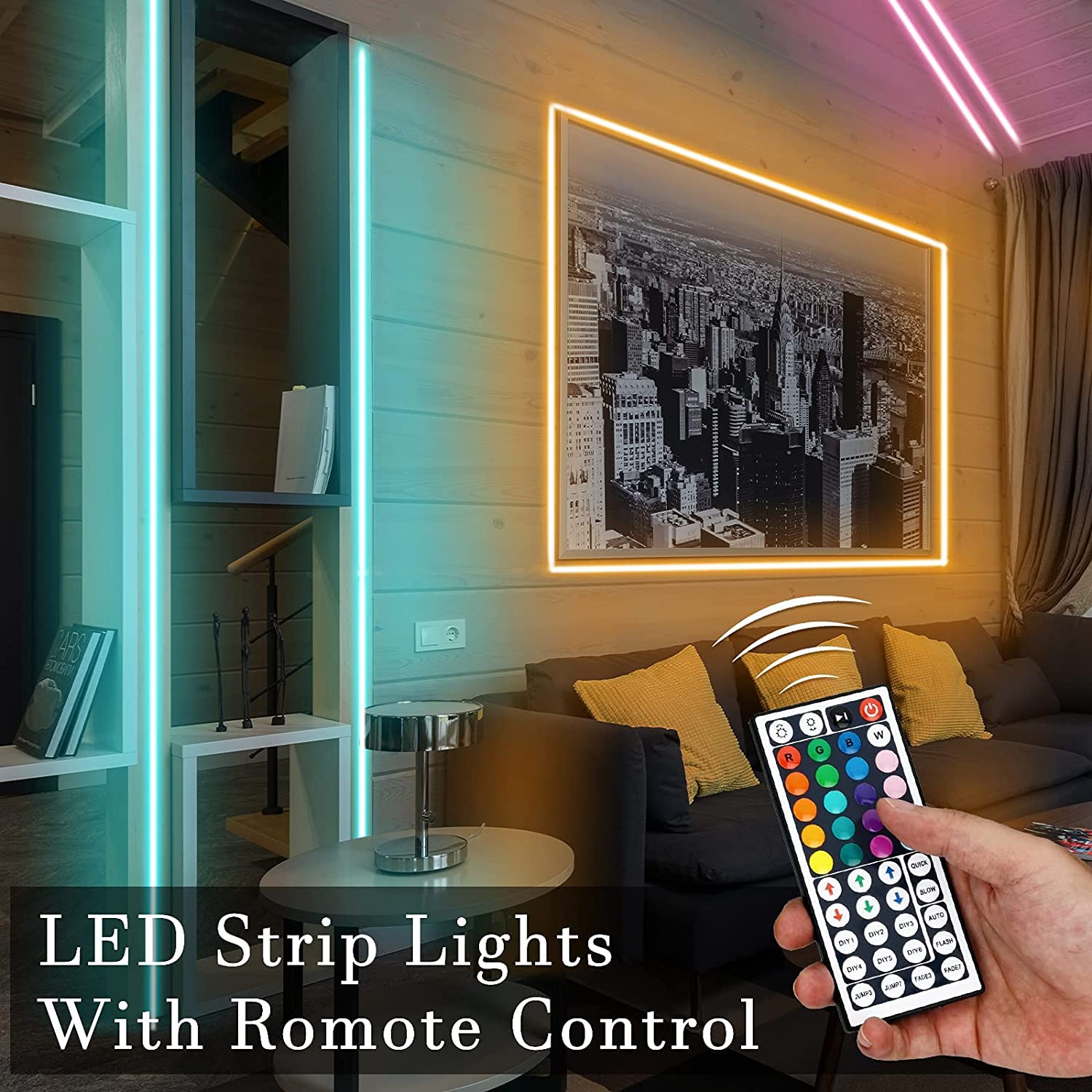 Verilux (2 Pack 10 Meter 180 LED RGB Color Changing LED Lights Strip with Adapter/ App Control/44 Key Remote , Music Sync LED Lights for, TV Back Ground Lighting Decoration