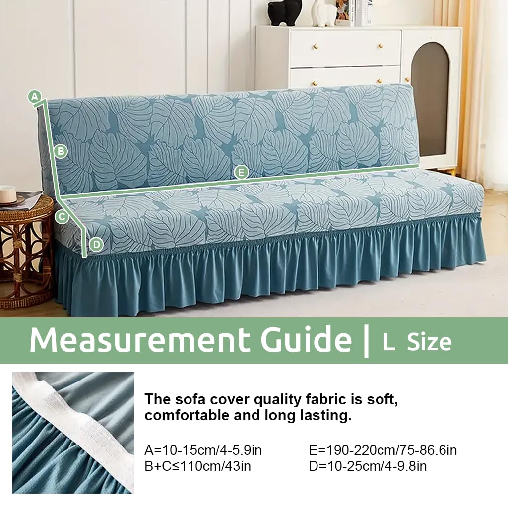 HASTHIP 1PC Stretch Sofa Slipcover Couch Sofa Covers Washable Furniture Protector Full Sofa Bed Cover with Elastic Bottom and Skirt for Living Room, Light Blue (190-230cm)