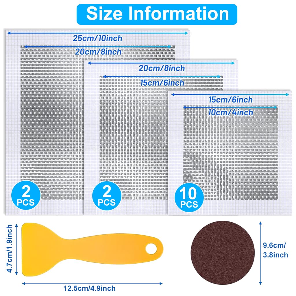 Serplex Drywall Repair Kit 14 Pieces Aluminum Wall Repair Patch Kit, 4/6/8 inch Fiber Mesh Over Galvanized Plate, Dry Wall Hole Repair Patch with Scraper, Sand Papers, Extended Self-Adhesive Mesh