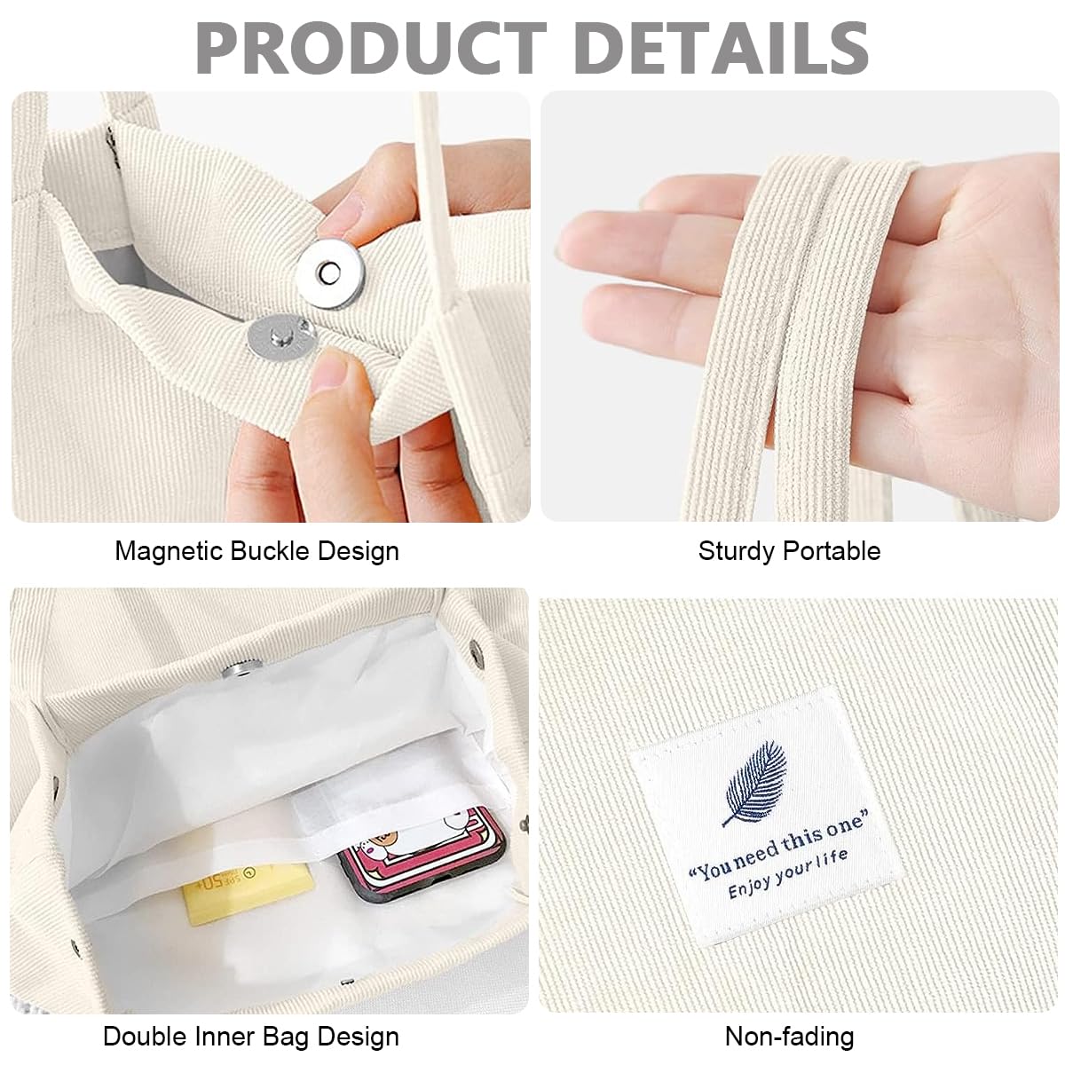 PALAY Tote Bag Corduroy Grocery Bag Large Hand Bag for Women Shopping Bag, Grocery Bag, Shoulder Bag for Shopping, Commuting