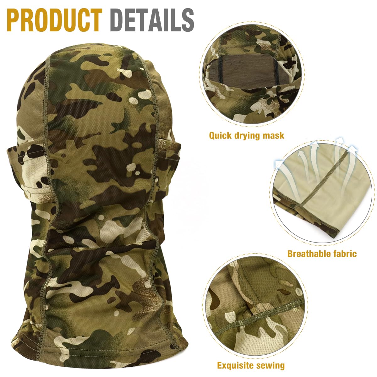 Proberos Face Mask for Biker, Balaclava Face Mask Summer Riding Face Mask Breathable Face Mask Windproof All Cover Hat Quick Dry Camouflage Face Mask Hat Sun Protection Balaclava Face Mask
