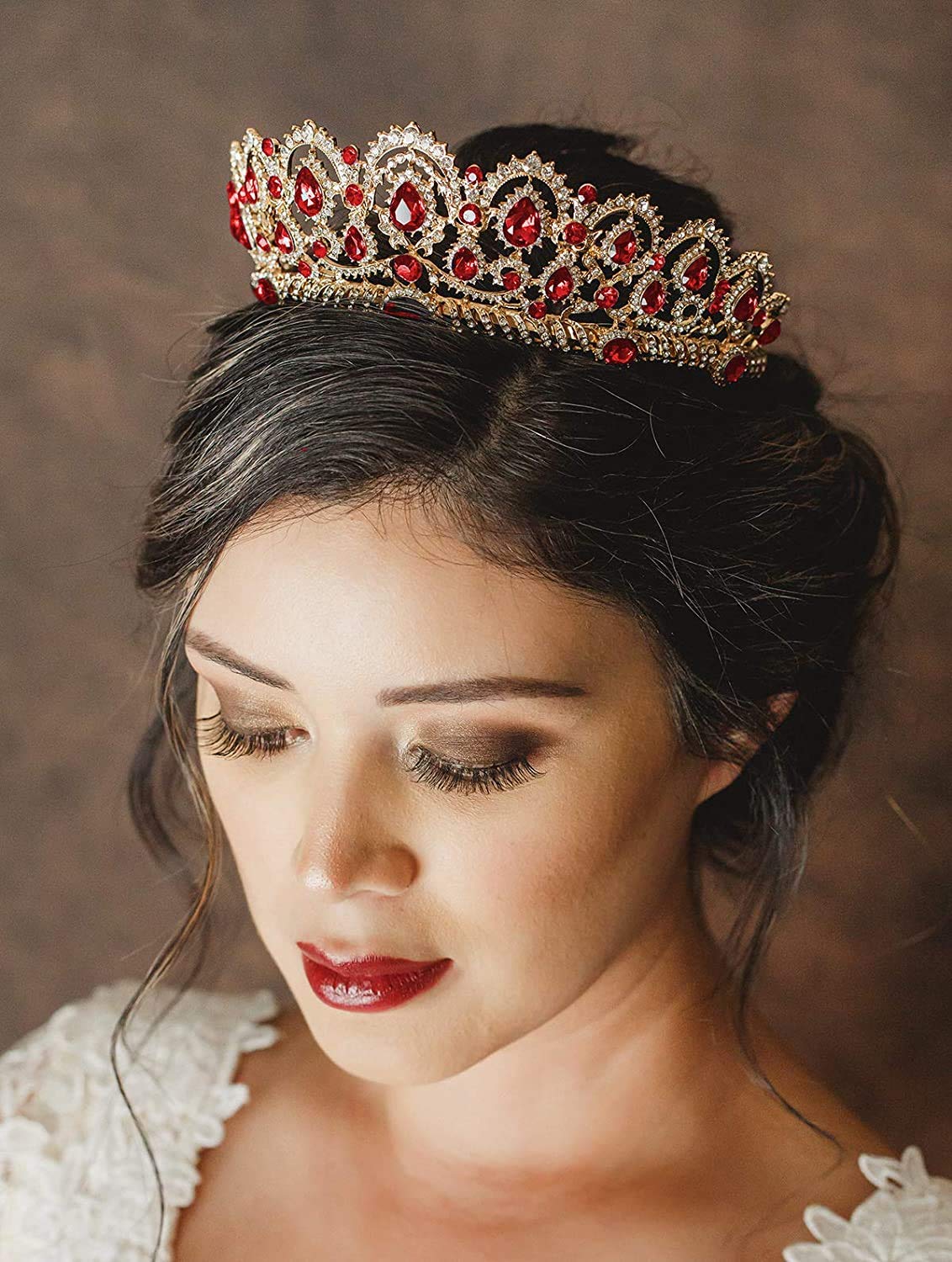 GUSTAVE Women Luxurious Crystal Rhinestone Bridal Princess Crown Headpieces Tiara Accessory with Comb for Girls