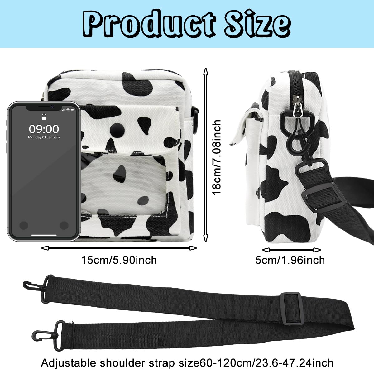 PALAY Canvas Bag Crossbody Bag Phone Bag for Girls Crossbody Shoulder Bag Sling Bag with Adjustable Shoulder Strap Cute Print Versatile Girls Crossbody Bag