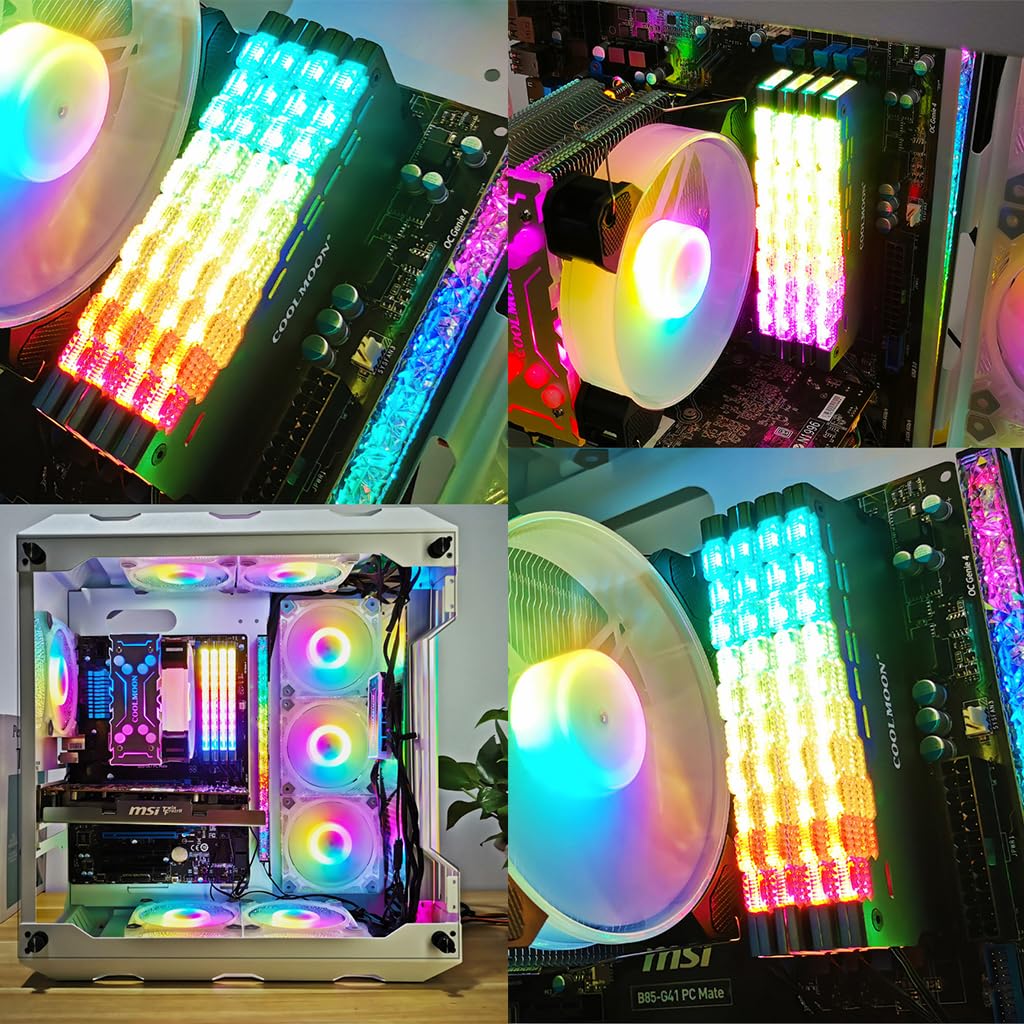 Verilux RAM Cooler ARGB DDR Memory RAM Cooler DDR Heatsink Aluminium Alloy Heat Sink Modification PC Game MOD for DDR3/DDR4 Compatible with ASUS Aura Sync/Gigabyte RGB/MSI Mystic Light Sync