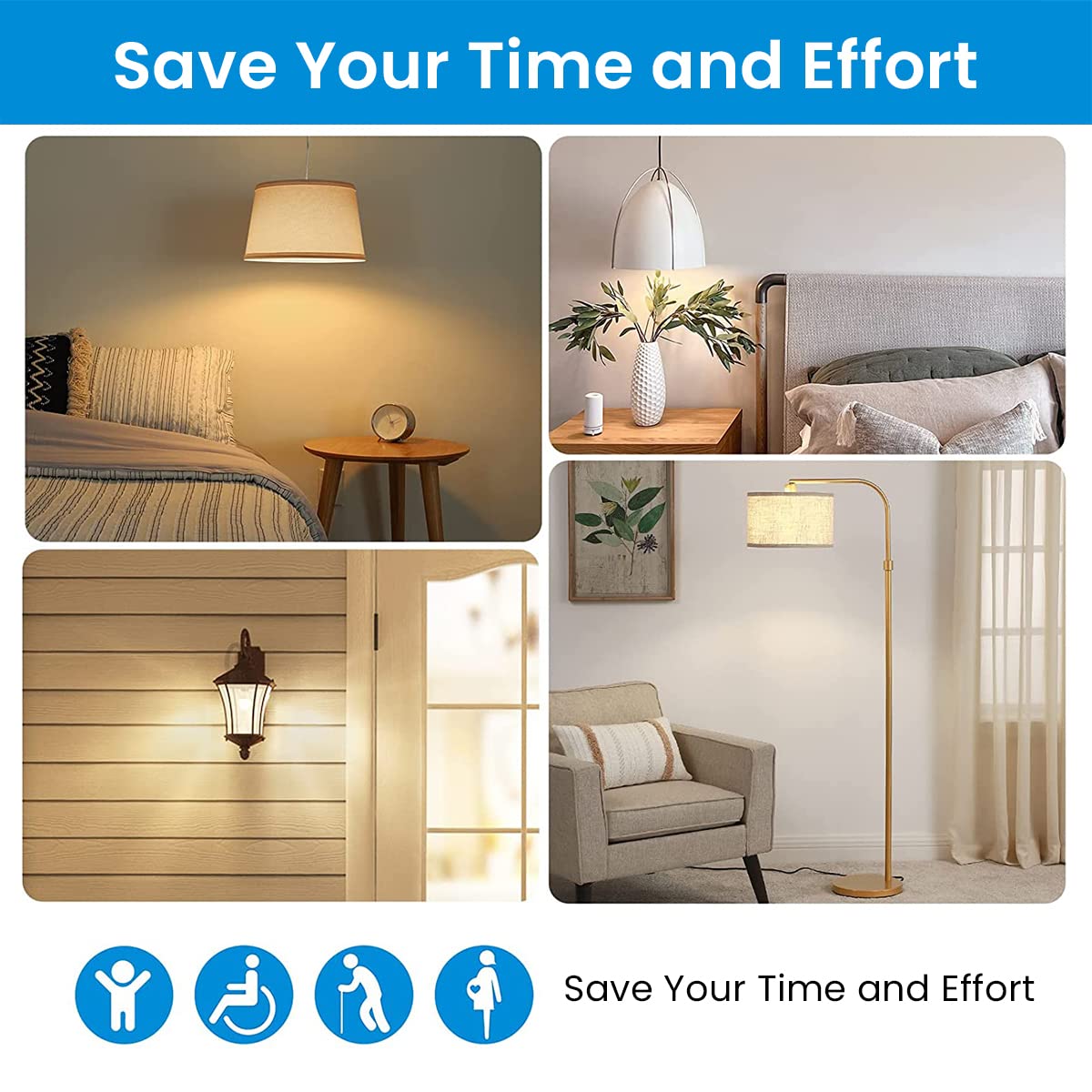 Serplex Remote Control Bulb Holder with Timer, E27 Smart Light Socket with 30mins/60mins Timing, Wireless Remote Control Light Socket, 100FT Range, Wireless Light Switch Kit for E27 Light Bulb