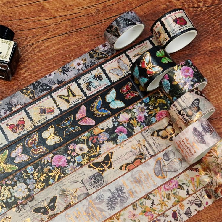 HASTHIP 20 Rolls Washi Tape Set - Floral Butterfly Decorative Masking Tape, Adhesive Tape for Bullet Journal Supplies, Junk Journal, Diy Craft, Scrapbooking Supplies, Gift Wrapping, Party Decoration